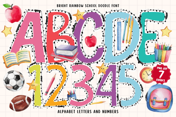 Bright Rainbow School Doodle: A Font Full of Joy