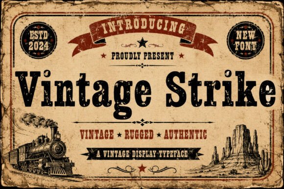 Vintage Strike: A Bold Slab Display Font for Timeless Design
